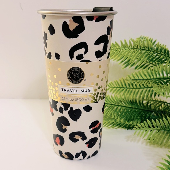 Modern Expressions Leopard Stainless Steel 17 oz Travel Coffee Tea Mug NWT - Picture 3 of 10